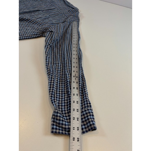 Vineyard Vines OTG Blue Long Sleeve Button Seersucker Gingham Shirt Blue Men 2XL - Picture 10 of 12